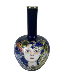 DKD Home Decor Jarrón de Porcelana Margot Multicolor y Azul