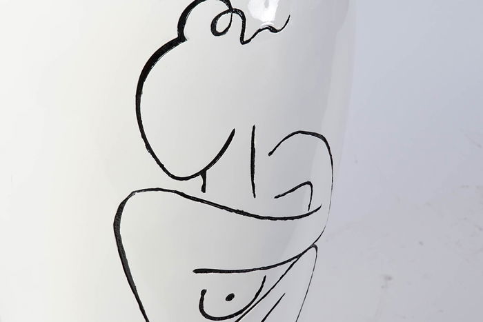 DKD Home Decor Jarrón Moderno Blanco 34 x 34 x 73.5 cm Resina Mujer Abstracto