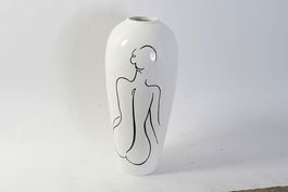 DKD Home Decor Jarrón Moderno Blanco 34 x 34 x 73.5 cm Resina Mujer Abstracto