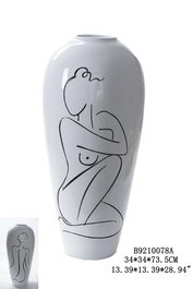 DKD Home Decor Jarrón Moderno Blanco 34 x 34 x 73.5 cm Resina Mujer Abstracto