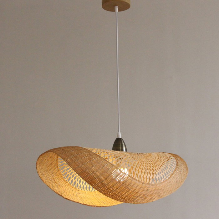 DKD Home Decor Lámpara de Techo Pamela de Bambú Marrón Natural