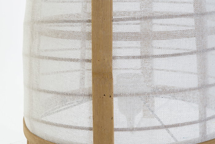 DKD Home Decor Lámpara Techo Oriental Blanco Natural Bambú Lino 32 x 45.5 x 32 cm