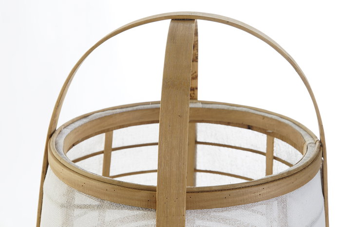 DKD Home Decor Lámpara Techo Oriental Blanco Natural Bambú Lino 32 x 45.5 x 32 cm