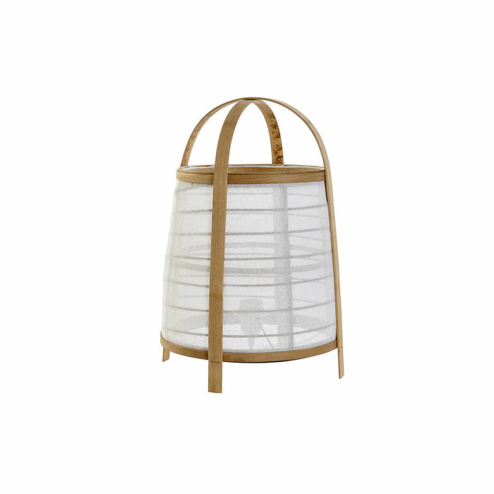 DKD Home Decor Lámpara de Techo Bambú y Lino Blanco