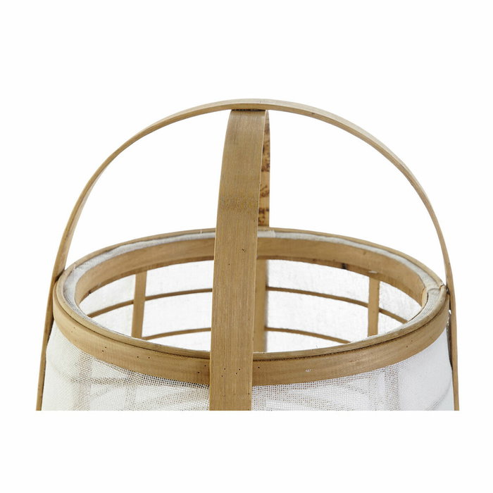 DKD Home Decor Lámpara de Techo Bambú y Lino Blanco
