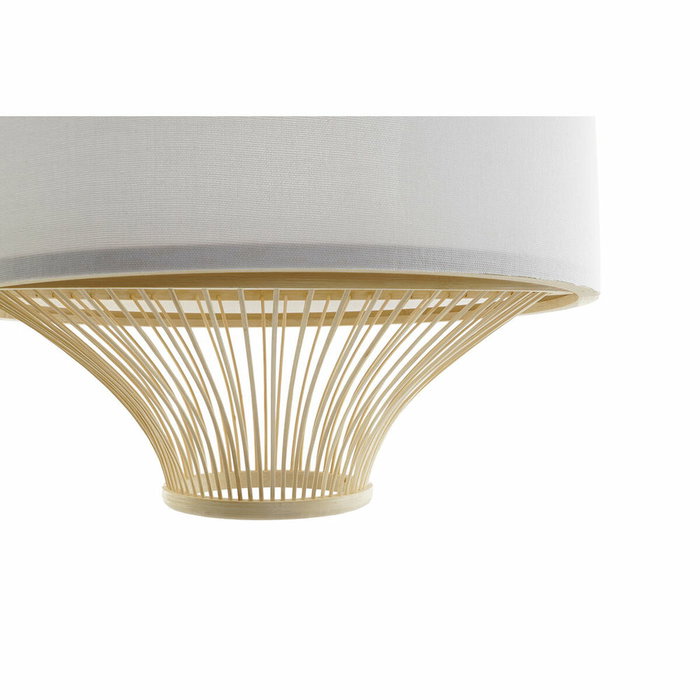 DKD Home Decor Lámpara de Techo de Bambú y Poliéster Blanco y Natural 40x40x52 cm