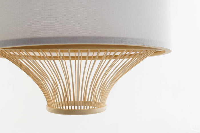 DKD Home Decor Lámpara de Techo Balines Blanco Natural Bambú Poliéster 40 x 52 x 40 cm