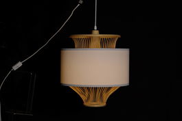 DKD Home Decor Lámpara de Techo Balines Blanco Natural Bambú Poliéster 40 x 52 x 40 cm