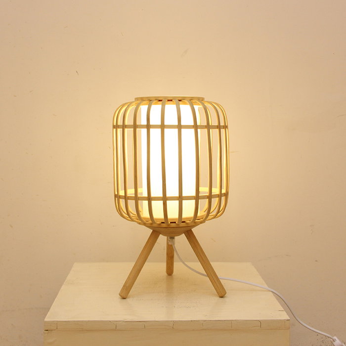 DKD Home Decor Lámpara de Sobremesa de Bambú y Madera Natural