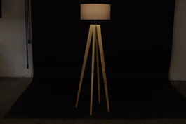 DKD Home Decor Lampara Pie Scandi Natural Beige Madera Poliester 40 x 148 x 40 cm