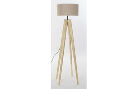 DKD Home Decor Lampara Pie Scandi Natural Beige Madera Poliester 40 x 148 x 40 cm