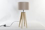 DKD Home Decor Lámpara de Sobremesa de Madera y Poliéster Marrón y Beige 30x30x69 cm