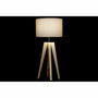 DKD Home Decor Lámpara de Sobremesa de Madera y Poliéster Marrón y Beige 30x30x69 cm