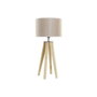 DKD Home Decor Lámpara de Sobremesa de Madera y Poliéster Marrón y Beige 30x30x69 cm