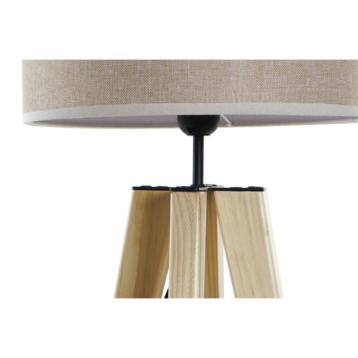 DKD Home Decor Lámpara de Sobremesa de Madera y Poliéster Marrón y Beige 30x30x69 cm