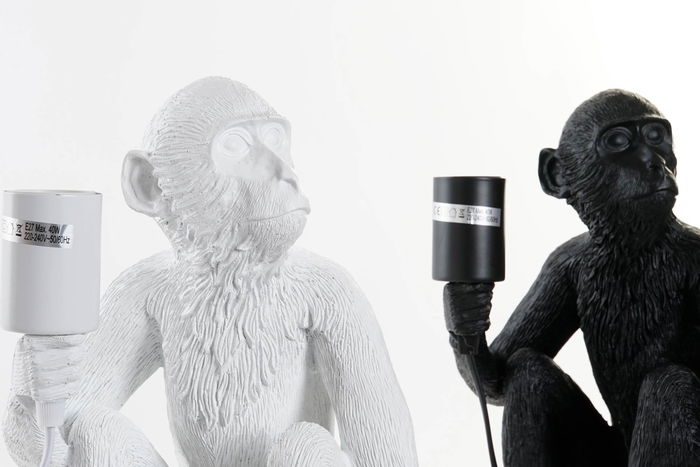 DKD Home Decor Lámpara Sobremesa Colonial Blanco Negro Resina 32 x 31 x 33 cm (2 Unidades)