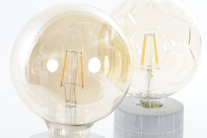 DKD Home Decor Lámpara LED Gris Blanco Cemento 2 Unidades 12 x 22 x 12 cm