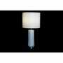 DKD Home Decor Lámpara de sobremesa de cerámica y metal blanco y dorado