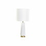 DKD Home Decor Lámpara de sobremesa de cerámica y metal blanco y dorado