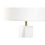 DKD Home Decor Lámpara de sobremesa de cerámica y metal blanco y dorado