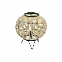 DKD Home Decor Lámpara de Sobremesa de Metal y Bambú Natural 36x36x37 cm