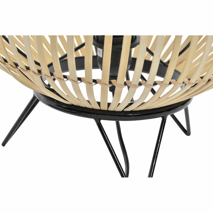 DKD Home Decor Lámpara de Sobremesa de Metal y Bambú Natural 36x36x37 cm