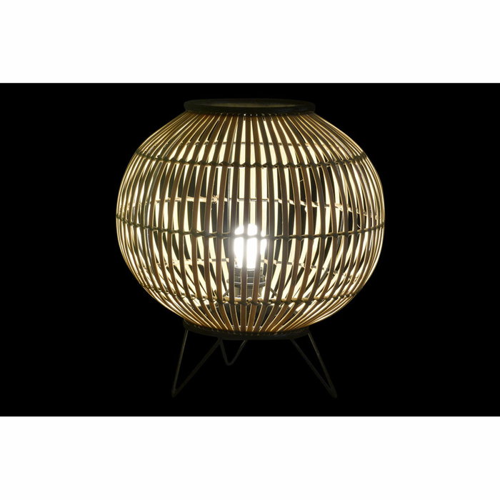 DKD Home Decor Lámpara de Sobremesa de Metal y Bambú Natural 36x36x37 cm