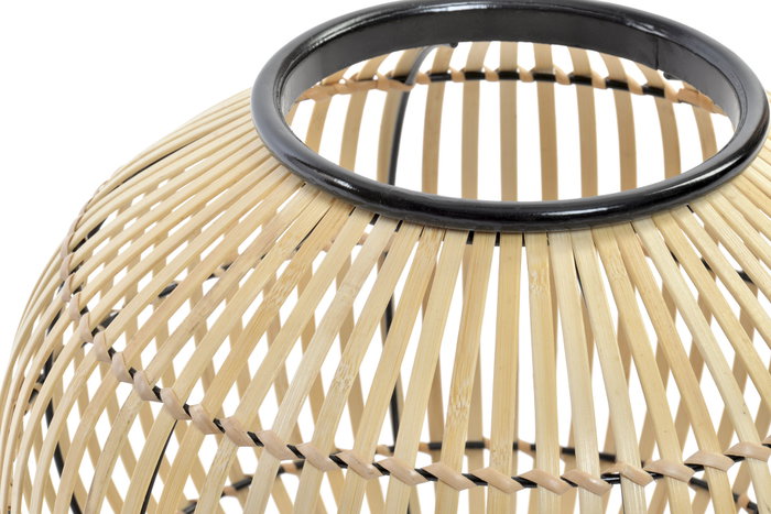 DKD Home Decor Lámpara de Sobremesa de Metal y Bambú Natural 36x36x37 cm