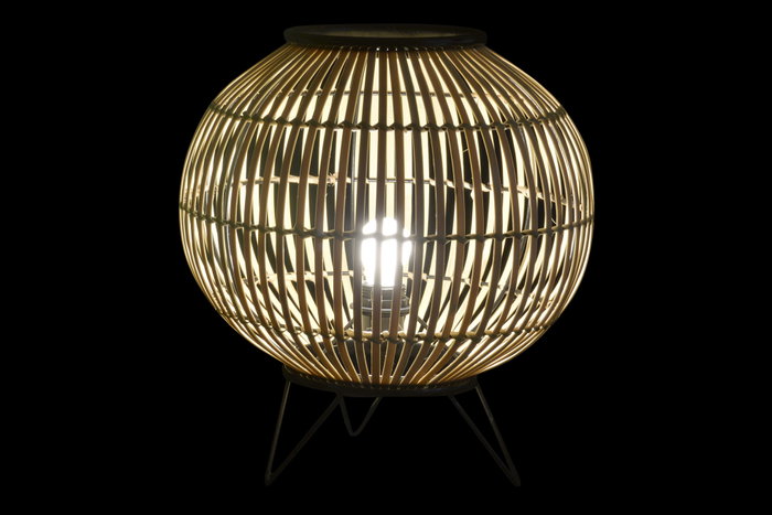 DKD Home Decor Lámpara de Sobremesa de Metal y Bambú Natural 36x36x37 cm