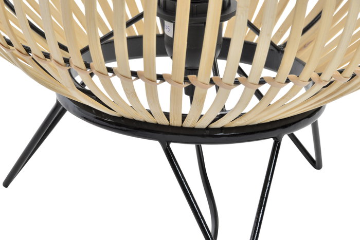 DKD Home Decor Lámpara de Sobremesa de Metal y Bambú Natural 36x36x37 cm