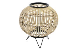 DKD Home Decor Lámpara Sobremesa Tropical Marrón Negro Metal Bambú 36 x 37 x 36 cm