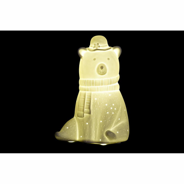 DKD Home Decor Lámpara de Sobremesa de Porcelana Oso Blanca LED DKD Home Decor Lámpara de Sobremesa de Porcelana Oso Blanca LED
