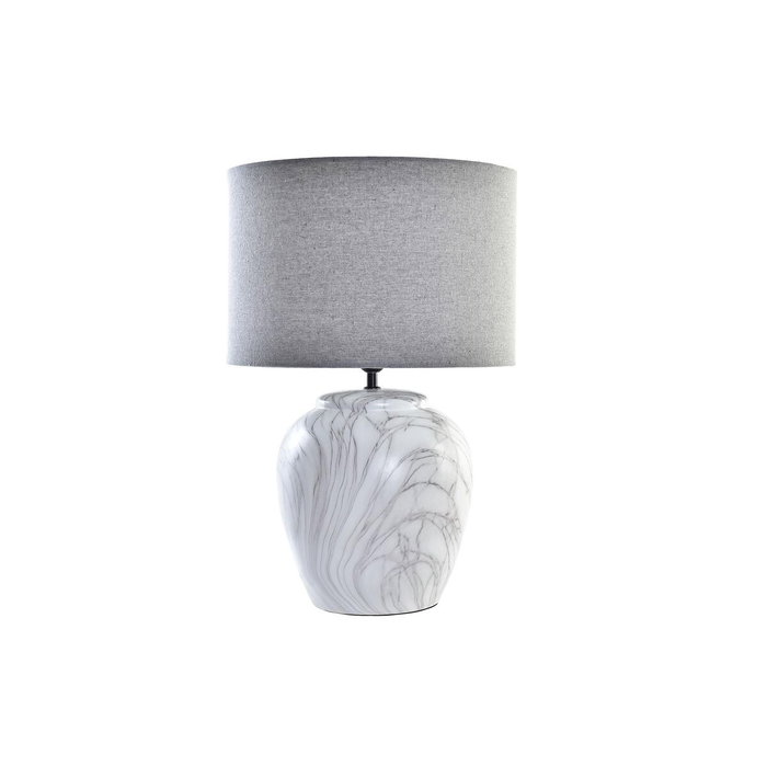 DKD Home Decor Lámpara de Sobremesa de Cerámica y Poliéster Símil Mármol Blanco y Gris 38x38x58 cm DKD Home Decor Lámpara de Sobremesa de Cerámica y Poliéster Símil Mármol Blanco y Gris 38x38x58 cm