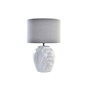 DKD Home Decor Lámpara de Sobremesa de Cerámica y Poliéster Símil Mármol Blanco y Gris 38x38x58 cm