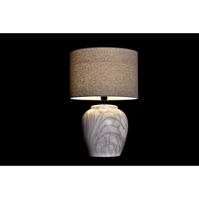 DKD Home Decor Lámpara de Sobremesa de Cerámica y Poliéster Símil Mármol Blanco y Gris 38x38x58 cm DKD Home Decor Lámpara de Sobremesa de Cerámica y Poliéster Símil Mármol Blanco y Gris 38x38x58 cm
