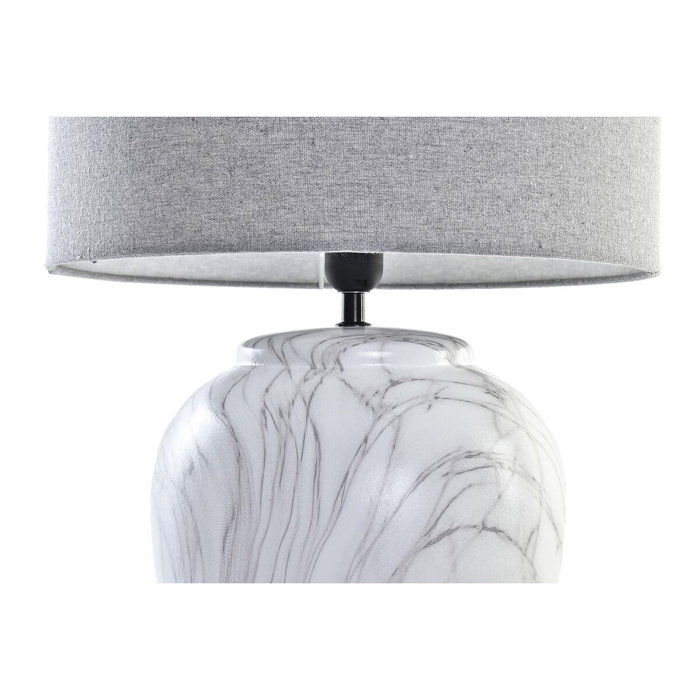 DKD Home Decor Lámpara de Sobremesa de Cerámica y Poliéster Símil Mármol Blanco y Gris 38x38x58 cm DKD Home Decor Lámpara de Sobremesa de Cerámica y Poliéster Símil Mármol Blanco y Gris 38x38x58 cm
