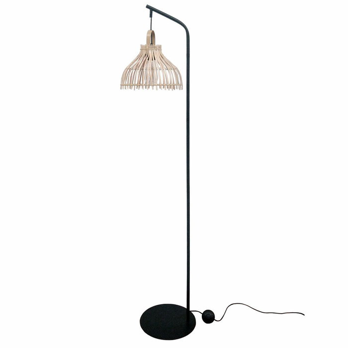 DKD Home Decor Lámpara de Pie de Metal y Ratán SORINE Natural, 40x40x160 cm