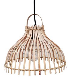 DKD Home Decor Lámpara de Techo de Ratán y Bimbre Marrón Natural 30x30x29 cm