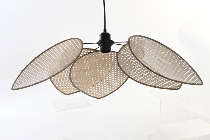 DKD Home Decor Lámpara Techo Balines Ratan Algodón Metal Marrón Negro 64x64x23 cm (2 Unidades)