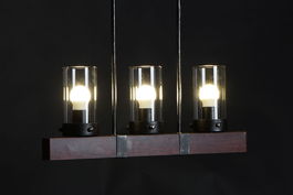 DKD Home Decor Lámpara Techo Loft Marrón Negro Aluminio Cristal 3 Bombillas E27 50x20x11 cm