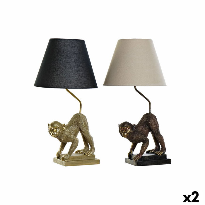 DKD Home Decor Lámpara de Sobremesa Mono en Resina y Metal, Surtido de 2 Unidades