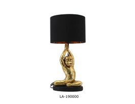 DKD Home Decor Lámpara de Sobremesa Mono Yoga Dorado y Negro