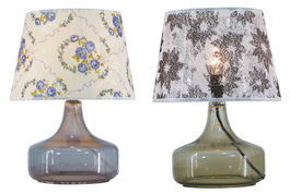 DKD Home Decor Lámpara de Sobremesa de Cristal con Flores, Pack de 2 unidades