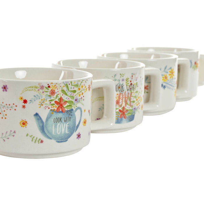 DKD Home Decor Set de Café COOK WITH LOVE de 4 Piezas DKD Home Decor Set de Café COOK WITH LOVE de 4 Piezas
