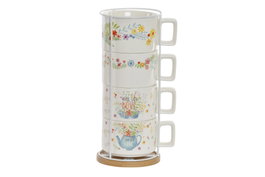DKD Home Decor Set de Café COOK WITH LOVE de 4 Piezas