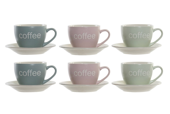 Cafe Scandi DKD Home Decor Verde Rosa 7.5 x 7.5 x 10 cm Set de 6