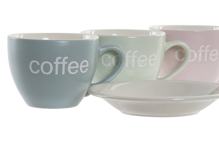 Cafe Scandi DKD Home Decor Verde Rosa 7.5 x 7.5 x 10 cm Set de 6