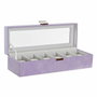 DKD Home Decor Relojero de PU y Cristal Lila para 6 Relojes