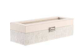 DKD Home Decor Relojero de PU y Cristal Lila para 6 Relojes
