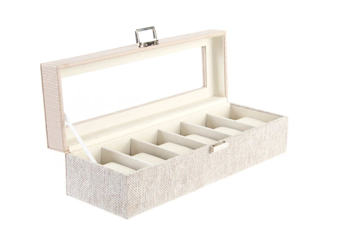 DKD Home Decor Relojero de PU y Cristal Lila para 6 Relojes